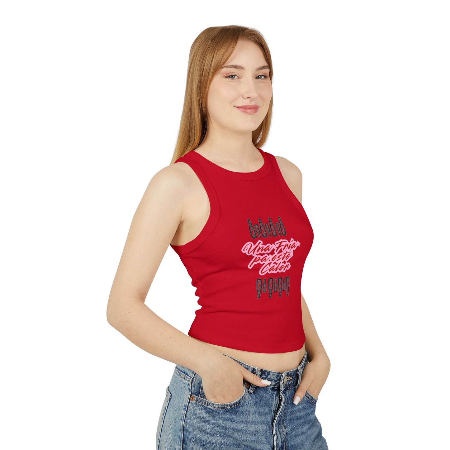 Una Fria Micro Rib Racer Tank Top