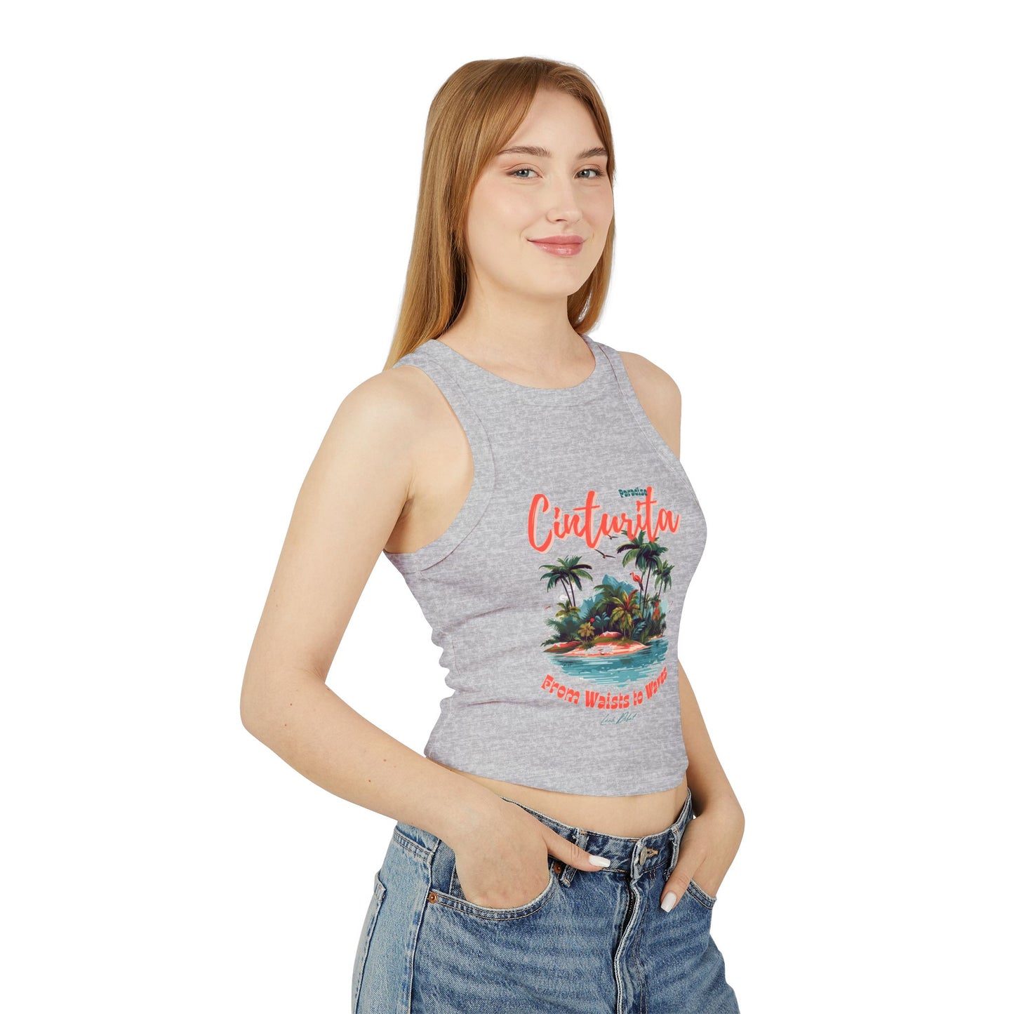 Cinturita Women's Micro Rib Racer Tank Top