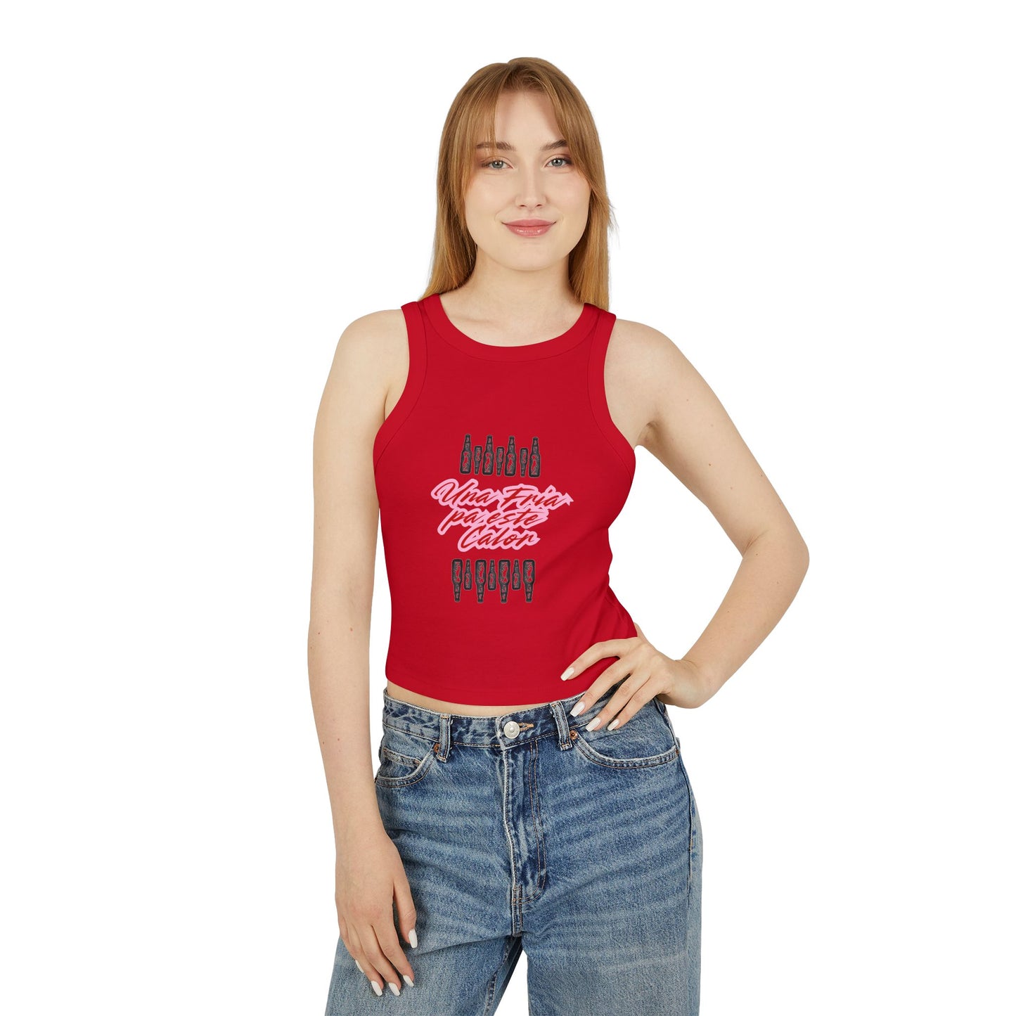 Una Fria Micro Rib Racer Tank Top