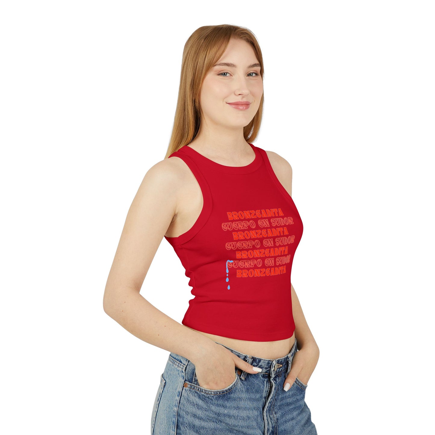 Bronzeadita Women's Micro Rib Racer Tank Top