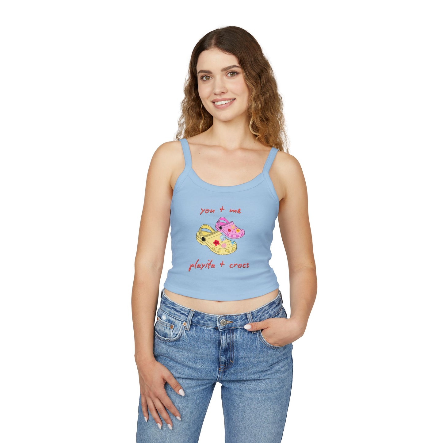 You+ Me, Playita+Crocs Spaghetti Strap Tee