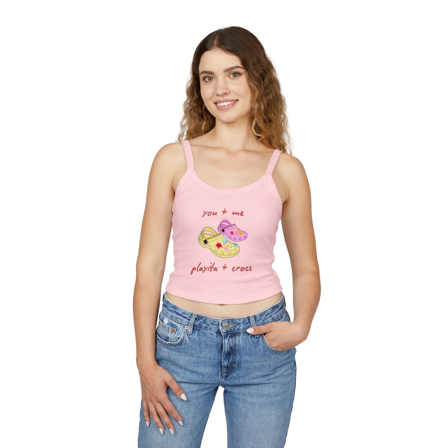 You+ Me, Playita+Crocs Spaghetti Strap Tee