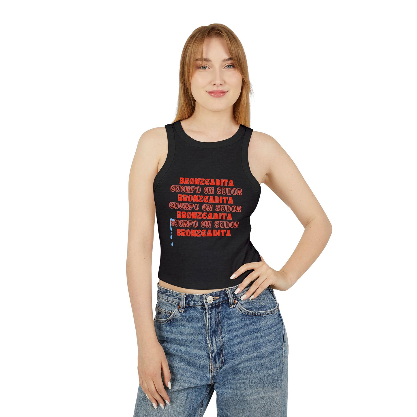 Bronzeadita Women's Micro Rib Racer Tank Top
